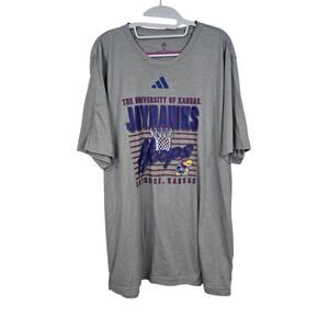 NEW NWT Men's Adidas Gray KU Kansas Jayhawks T-Shirt | Size XL